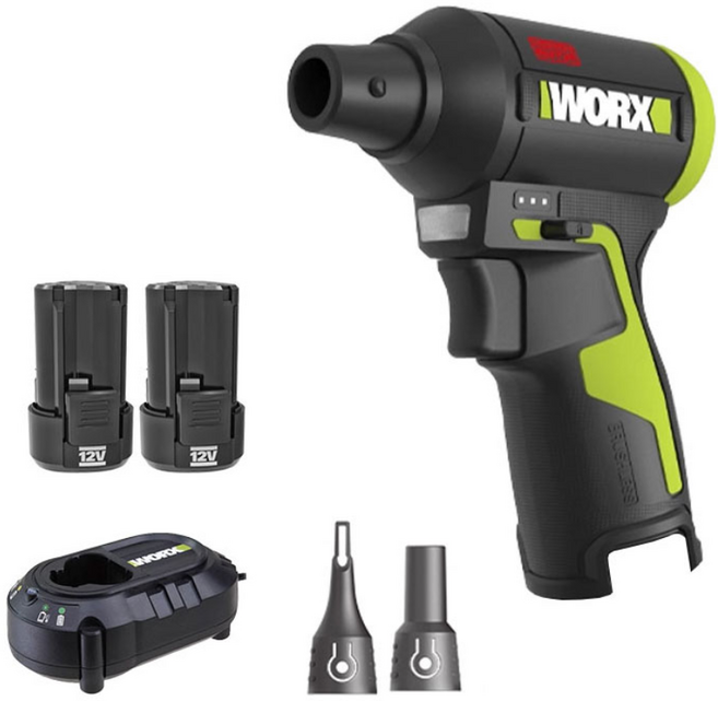 윅스WORX WU094 강력 터보팬 송풍기 2.0Ah배터리 2개 1.5A충전기 노즐2개 포함, 1세트