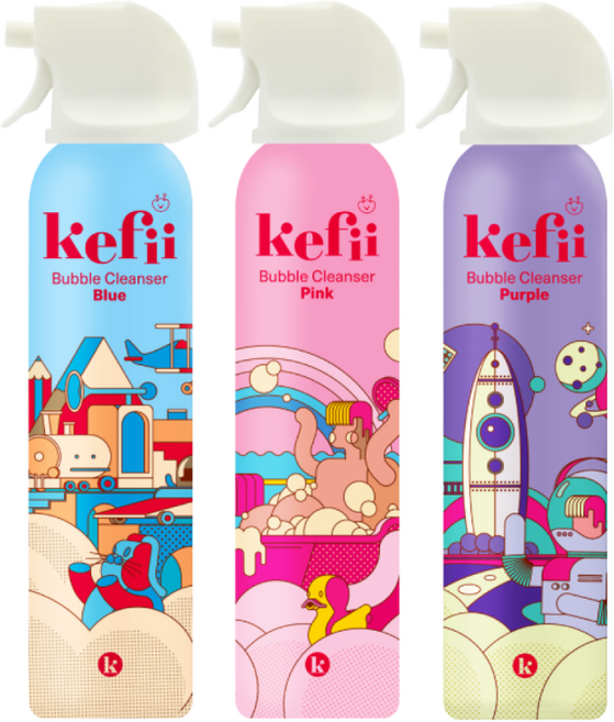 케피 유아 버블클렌저 블루+핑크+퍼플, 3개, 200ml