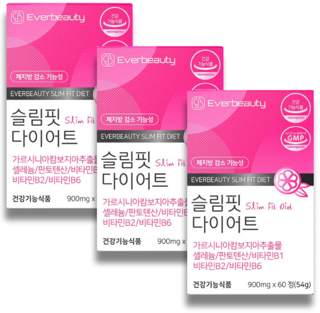 체지방 감소 6중 기능성 다이어트 보조제 식약청인정 체지방 감소 가르시니아 추출물 HCA 750mg 다이어트 건강기능 식품, 3개, 60정