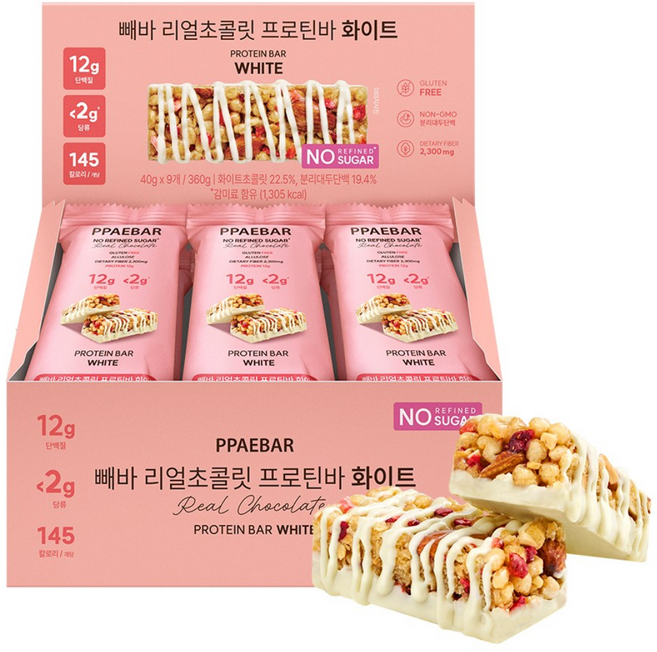 제로슈가 프로틴바 빼바 리얼초콜릿 프로틴바 화이트, 360g, 1개