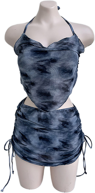 반짝반짝 3p 비키니 원피스 수영복 휴양지 바캉스 홀터넥 치마 스윔웨어 원피스수영복 래쉬가드 임산부 만삭 태교여행 여성 수영복 세트, 블랙