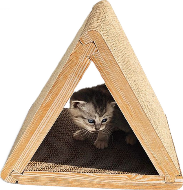 모도라이프 냥냥신남 고양이 골판지 캣토이 스크래쳐 스트레스해소 장난감 호기심유발, 1개, 삼각