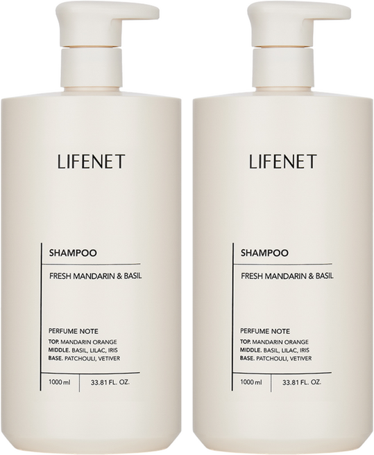 라이프넷 샴푸 프레쉬 만다린 앤 바질, 1L, 2개
