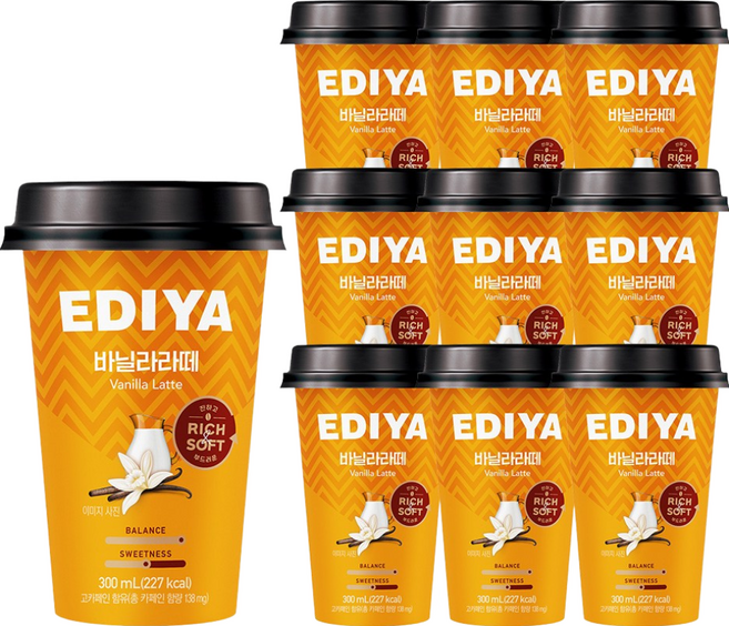 이디야 컵커피 바닐라라떼, 300ml, 1개입, 10개