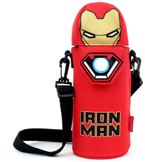 남아용 마블 캐릭터 물병주머니 유아 아동 어린이 유치원 초등학생 보냉기능 나들이갈때 필수품, 아이언맨 헤드, 1개