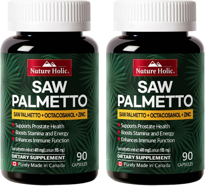 네이처홀릭 남성을 위한 소팔메토 로르산 115 옥타코사놀 40 캐나다 직구 영양제 2병 총180캡슐, 2개, 90정