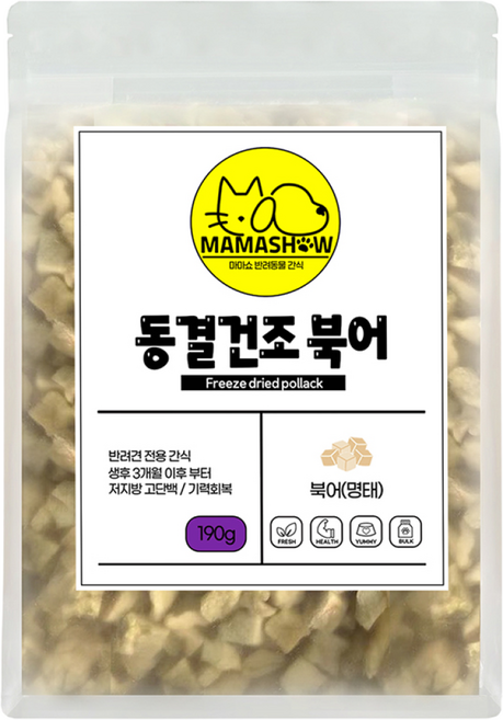 마마쇼 건강한 반려동물 간식, 190g, 1개, 동결건조 북어