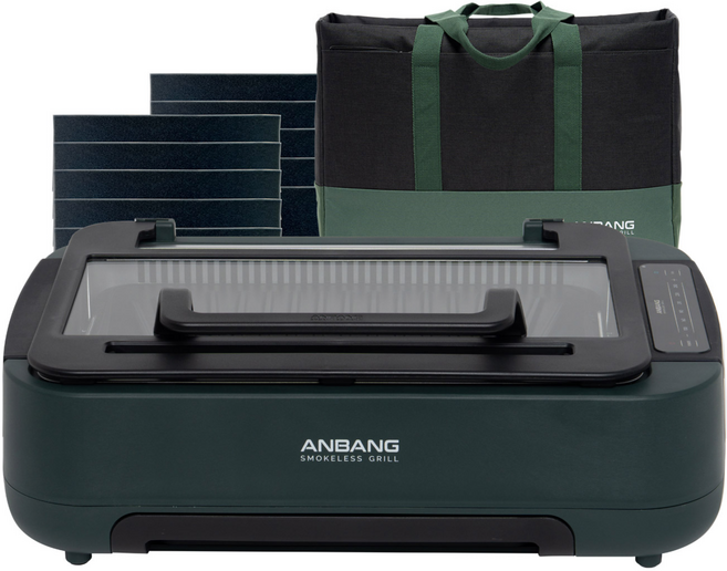 [안방그릴 울트라] 연기+냄새+기름잡는 전기그릴 (+보관가방+필터10개) AB1101MF/바베큐 삼겹살 대형 그릴 시즌6, AB1101MF-그린, AB1101MF(그린)