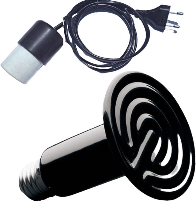 세라믹 열전구 보온전구 100W 빛이나지 않는 전구 히팅 램프 코드선 소켓세트, 세라믹전구100w+중간스위치 사기소켓