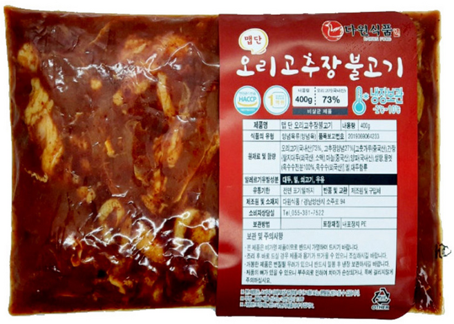 무항생제 고추장 오리 불고기, 400g, 1개