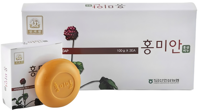 농협 홍미안비누(100gX3개) 고급홍삼비누 홍삼때비누 비누, 100g, 3개입