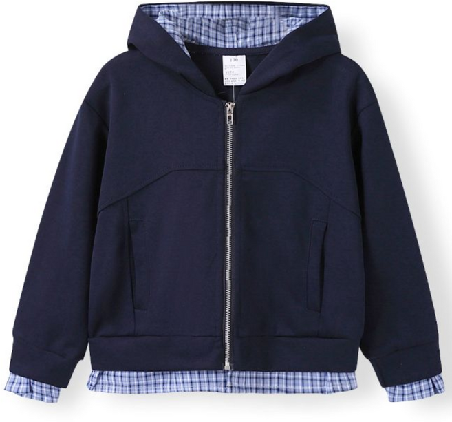 주니어 여아 봄 가을 간절기 체크레이어드 후드 집업 티셔츠 CB038