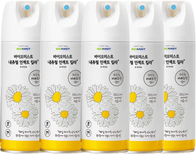 바이오미스트 내츄럴 인섹트 킬라 홈 에어로솔 살충제 스탠다드 무향, 300ml, 5개