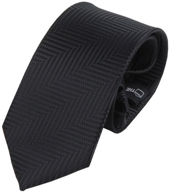 블랙 헤링본 솔리드 자동 넥타이