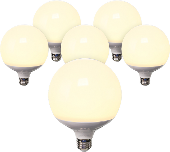 번개표 LED 볼전구 15W 숏타입, 6개, 전구색