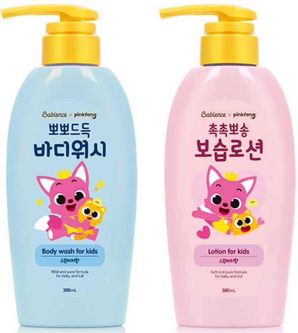 베비언스 핑크퐁 키즈전용 바디세트: 워시+보습, 1세트, 380ml
