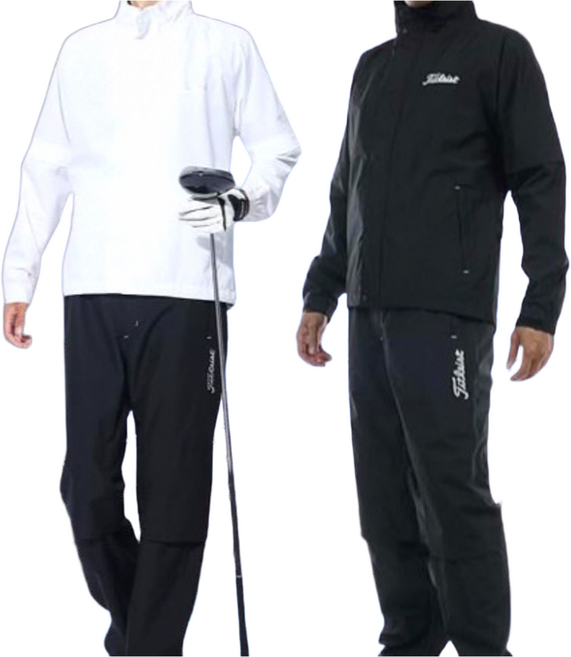 (2024년 타이틀리스트 재팬 최신 정품) 레인웨어 골프비옷 바람막이 상하의세트, 1세트, (상의)화이트/(하의)블랙