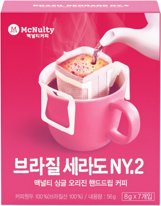 맥널티 싱글 오리진 핸드드립 커피 [브라질 세라도] 8g 7개입 x 8팩, 56g, 8개