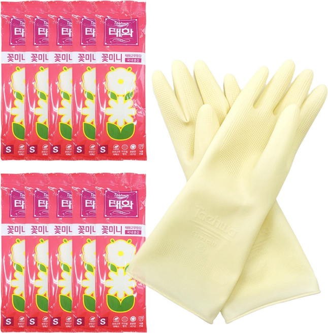 (신제품) 태화 꽃미니 고무장갑 ( 소 사이즈 ), 10개