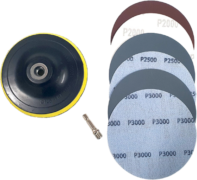 자동차 기스제거 차량관리 광택 전용 사포 8장 찍찍이패드 1개 연결대 1개 원형사포 125mm