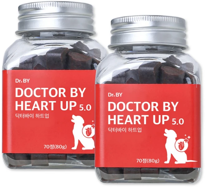 닥터바이 하트업 강아지 심장 영양제 면역력 헥헥거림 보조제, 70정, 심장/간, 2세트 - 쿠팡