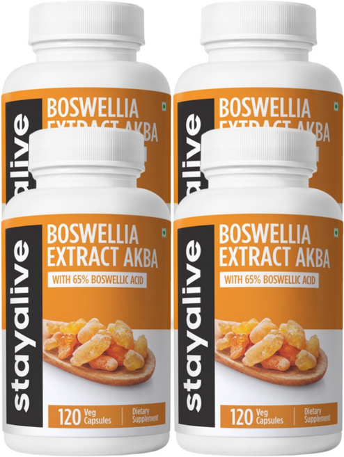 StayAlive 보스웰리아 세라타 추출 캡슐 AKBA 함유 12 000mg 65% 보스웰릭산 함유 12:1 슈퍼 추출물 비-GMO 및 글루텐 프리 보스웰리아 보충제, 4개, 120정