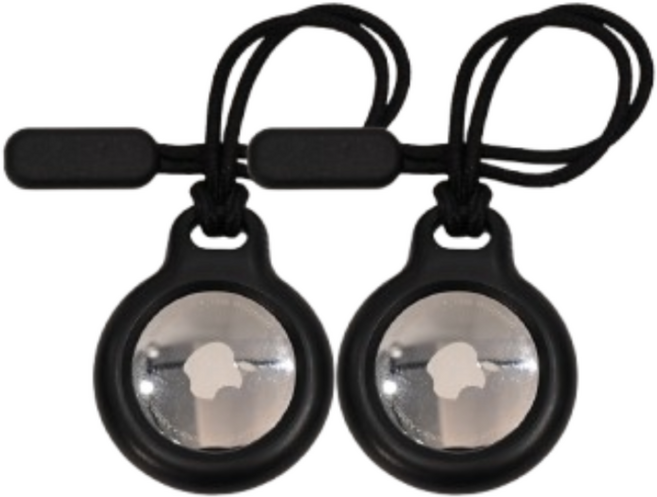 [카렐로] 애플 Airtag 하드 에어태그 케이스 2p 세트, 2개, 스트랩 Black