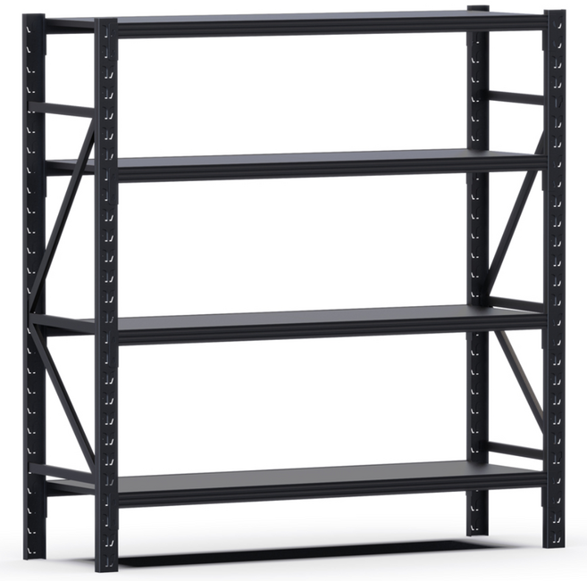 코랙코리아 킹랙라이트 단당100kg 고릴라랙 앵글선반 철제선반 진열대, 4단, 블랙