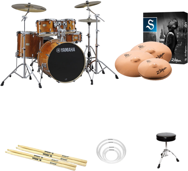 야마하 스테이지커스텀 5기통 드럼 세트+질젼 S패밀리 심벌 풀패키지 / YAMAHA 드럼, Cranberry Red, 1개