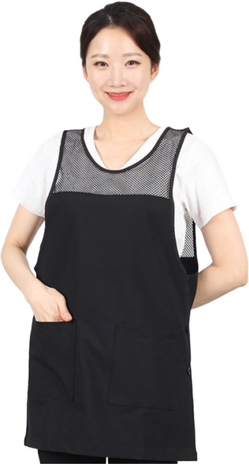 SF패션 망사 시원한 원피스형 앞치마 요양보호사 복지센터 인쇄, 검정(sfla58) L, 1개