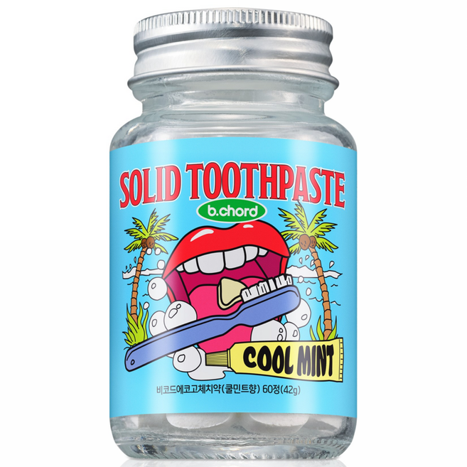 비코드 에코 고체 치약 60정 불소 함유 입냄새 충치 백태 잇몸 질환 예방 치석 구취 제거, 42g, 1개