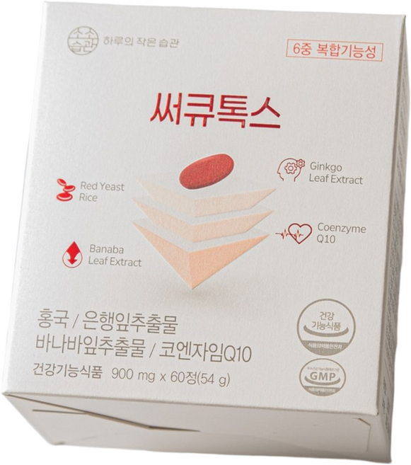 소소습관 써큐톡스 바나바잎 은행잎추출물 홍국 코엔자임Q10 영양제 혈당 혈압 콜레스테롤 케어 6중복합기능성, 60정, 1개