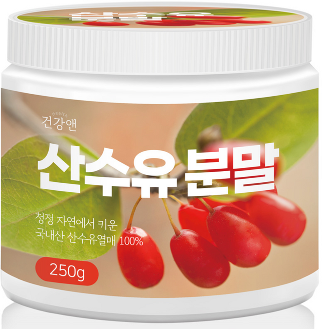 건강앤 국내산 산수유 분말 100%, 250g, 2개