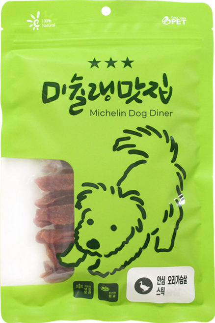 미슐랭맛집 강아지간식 애견간식, 3개, 180g, 안심 오리가슴살 스틱
