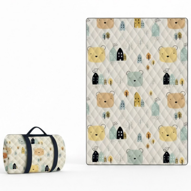 에제르 피크닉 매트 방수 돗자리 접이식 휴대용 캠핑 야외 돗자리, 곰돌이