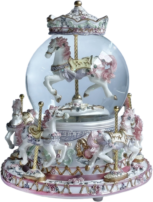 회전목마 오르골 스노우볼 크리스마스 선물 소품, 11. 워터볼 로즈-화이트