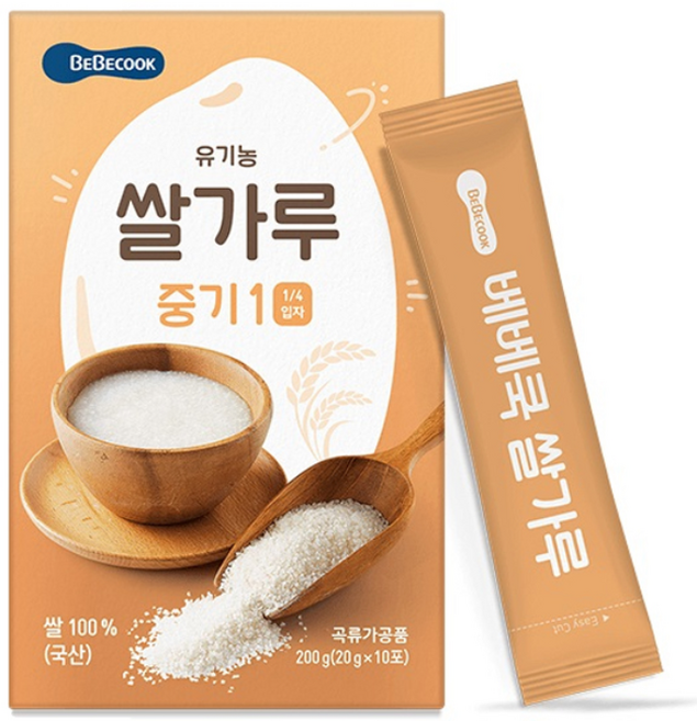 베베쿡 유기농 이유식 쌀가루 중기1, 200g, 1개