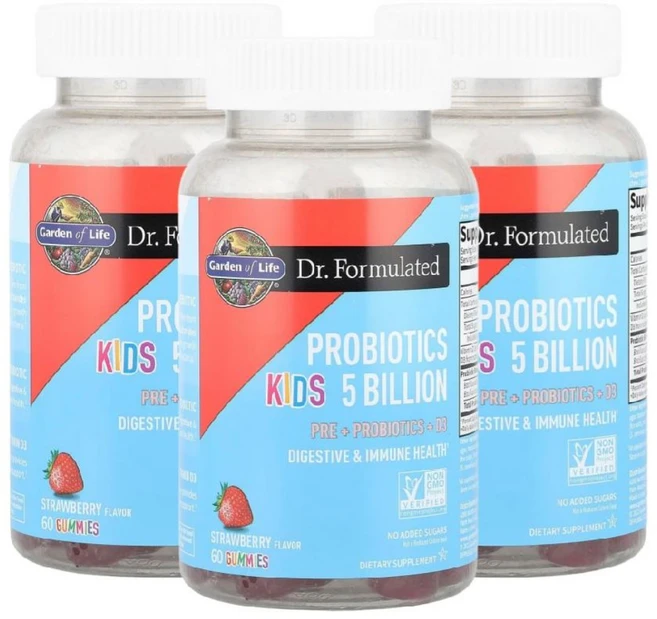 1+1+1 가든오브라이프 키즈 프로바이오틱스 구미젤리 딸기맛 60개 프로바이오틱 PROBIOTIC PROBIOTICS, 60정 - 쿠팡