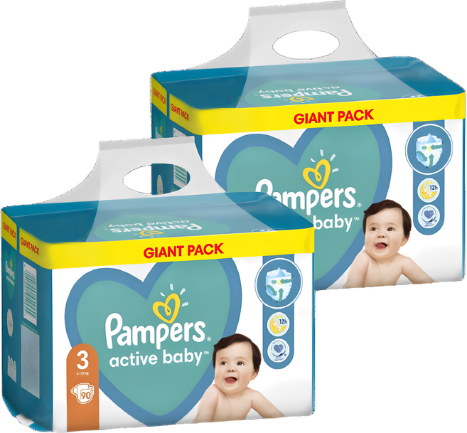 유럽산 팸퍼스 액티브드라이 밴드3단계, 180매, 3단계