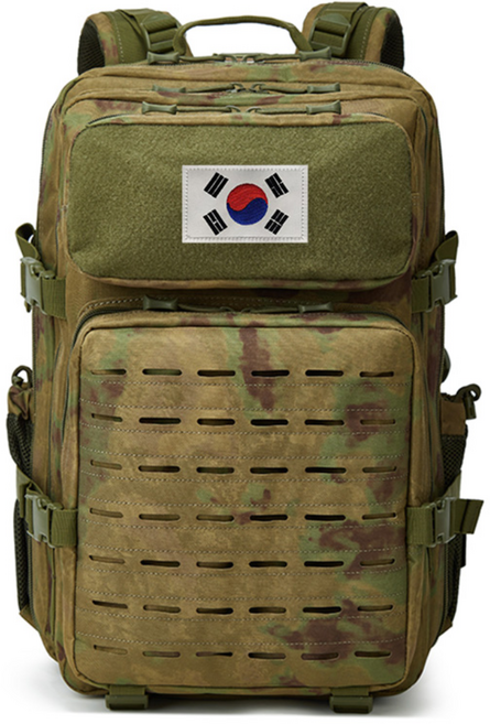 군인 전용 전술가방 대용량백팩+ 태극기, 밀리터리 카키