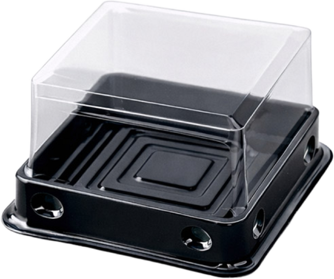 100P 세트 투명 사각 화과자 월병 떡 두쫀쿠 포장 용기 PET 케이스, 100개, 소형 블랙