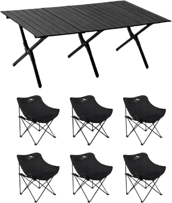 프란다스 아웃도어 캠핑의자 테이블 세트, 블랙