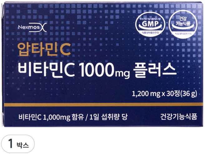 (넥스모스 본사직영 공식판매) 압타민C 비타민C 1000mg 플러스 건강기능식품 36g, 1박스, 30정 - 쿠팡
