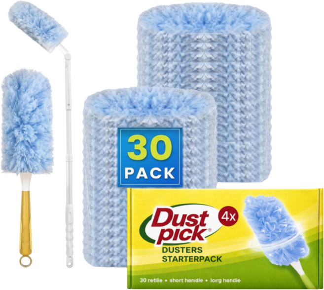 더스트픽 먼지털이 정전기청소포 스타터팩 대용량 핸들2개, 30개, 블루