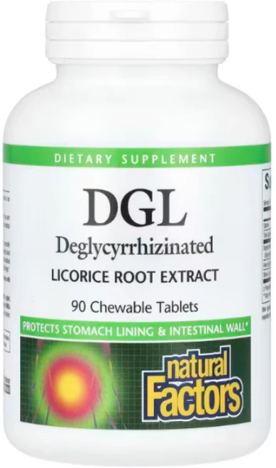 내추럴팩터스 Natural Factors DGL 감초뿌리 추출물 90츄어블정 스테비아 글리시리진 리코리스 Liquorice 아니스 씨 스테비아 잎, 1개, 90정 - 쿠팡