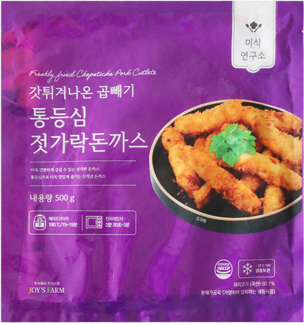 미식연구소 갓튀겨나온 곱빼기 통등심 젓가락 돈까스 (냉동), 500g, 4개