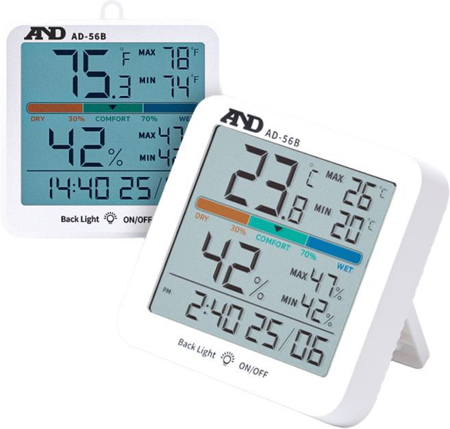 AND 디지털 온습도계 AD56B 정확한 스마트 온도습도계 벽걸이 신생아 아기 온도계습도계, 화이트, 1개
