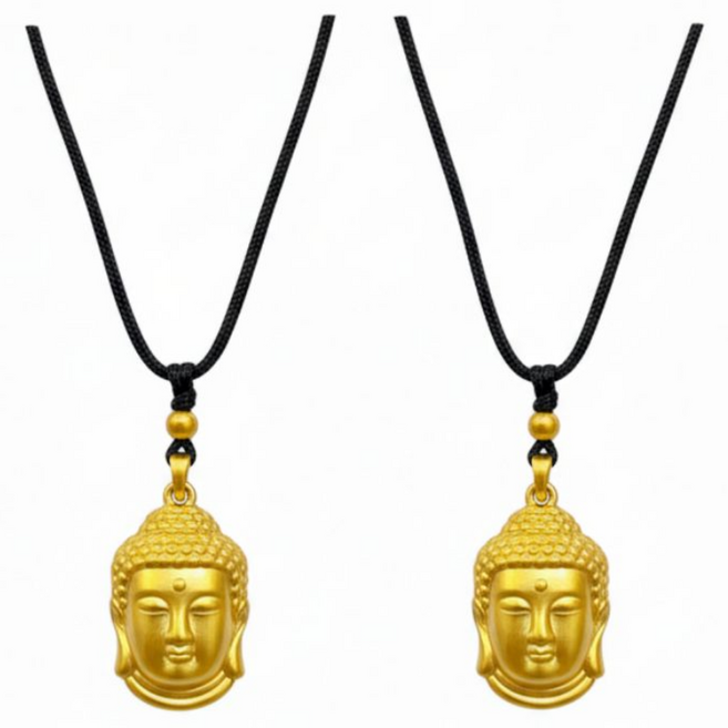 1+1 블체 보살 팬던트 골드 불교 목걸이 평안 기도 재물운 재물신 행운 행운신, 1세트