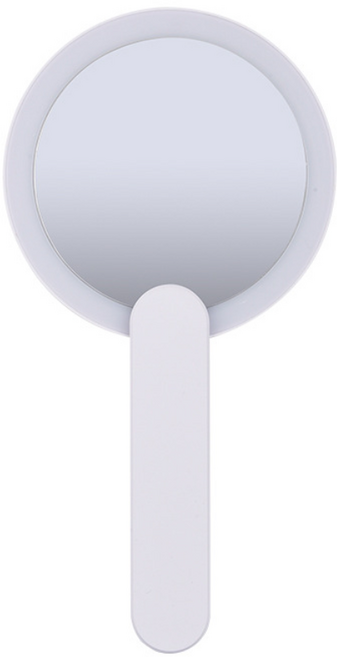 1초 접이식 손잡이 LED 손거울 휴대용 화장 조명 뷰티 미러, 화이트, 1개
