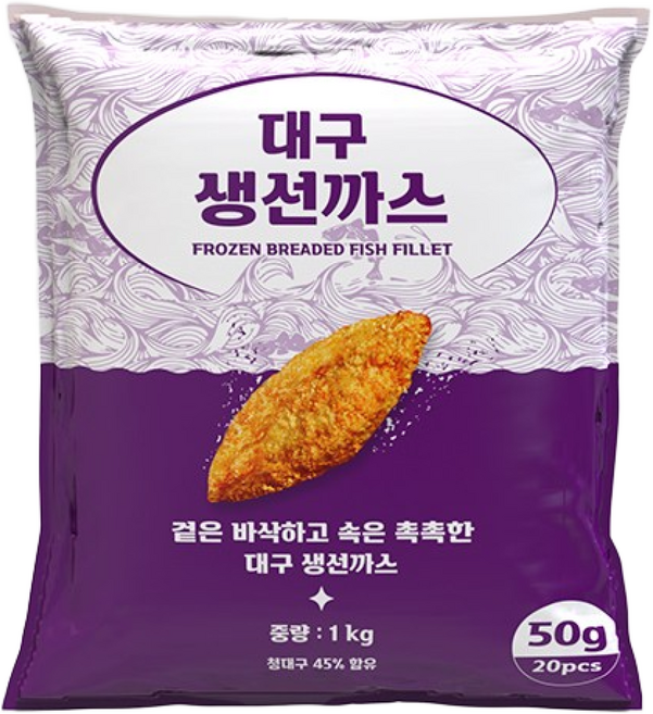 박스단위 대용량 펀쿡 50g 대구 순살 생선까스, 6개, 1kg
